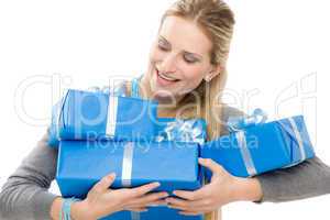 Present woman celebration hold gift happy