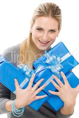 Present woman celebration hold gift happy