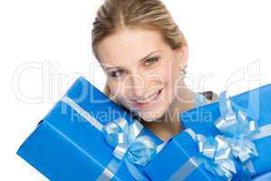 Present woman celebration hold gift happy