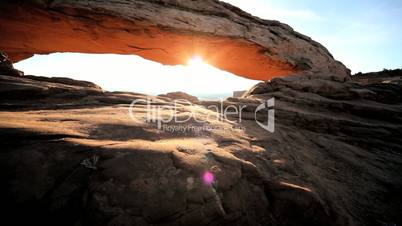 Sunrise on Mesa Arch Sandstone Formation, Utah