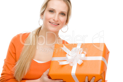 Present woman celebration hold happy