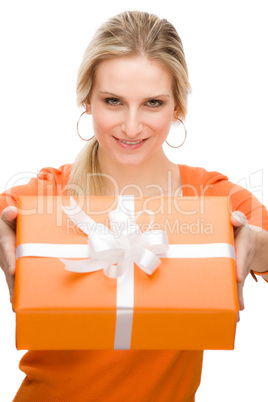 Present woman celebration hold happy