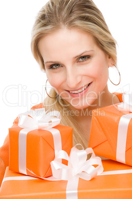 Present woman celebration hold happy
