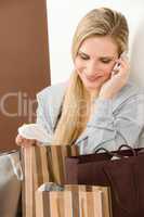 Shopping woman fashion bag phone call