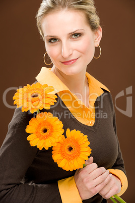 Flower romantic woman hold gerbera daisy