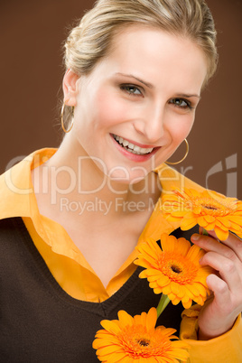 Flower romantic woman hold gerbera daisy