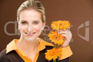 Flower romantic woman hold gerbera daisy