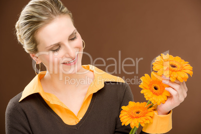 Flower romantic woman hold gerbera daisy