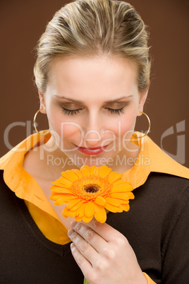 Flower romantic woman hold gerbera daisy