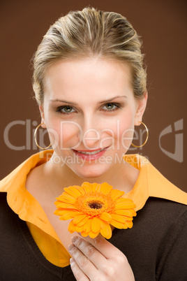 Flower romantic woman hold gerbera daisy