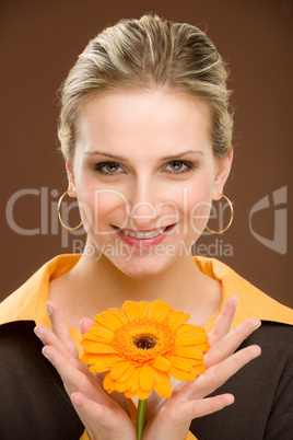 Flower romantic woman hold gerbera daisy