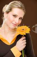 Flower romantic woman hold gerbera daisy