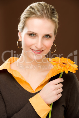 Flower romantic woman hold gerbera daisy