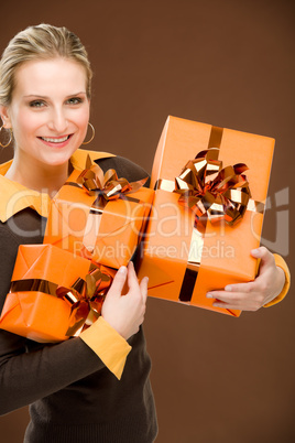 Present woman celebration hold happy