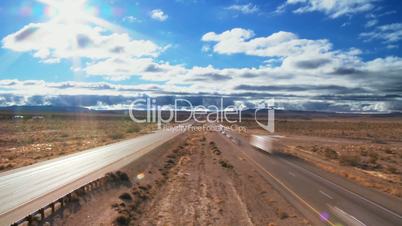 Time-lapse Traffic on Desert Highway