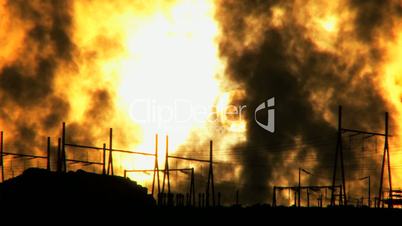 Power Station Pollution at Sunrise