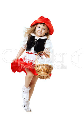 Girl in Little Red Riding Hood costume run