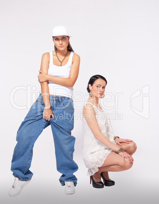 Young girl and tomboy - hip-hop style