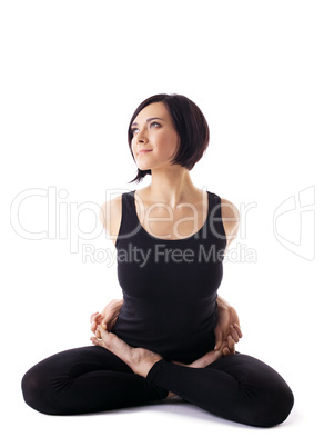 woman sit in yoga pose - lotos