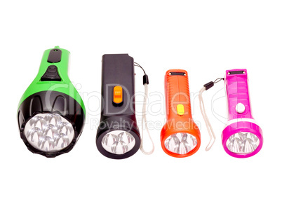 four differently colored LED flashlight