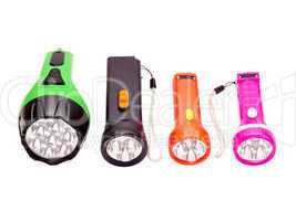 four differently colored LED flashlight