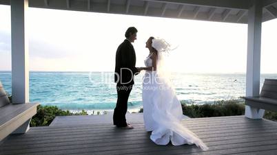 Caucasian Couple's Paradise Island Wedding