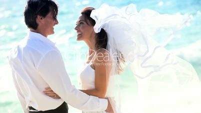 Oceanside Wedding Couple in Close-up