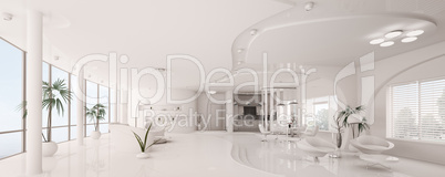 Interior of white apartment panorama 3d render
