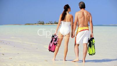 Caucasian Couple With Snorkeling Equipment