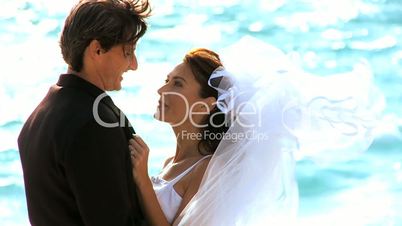 Caucasian Couple at their Island Wedding