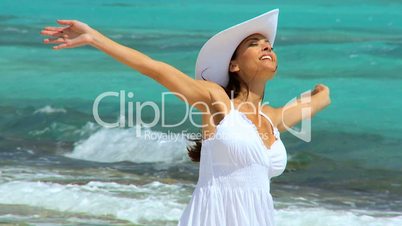 Beautiful Girl Enjoying Her Paradise Island Vacation