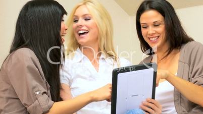 Three Girlfriends With Wireless Tablet