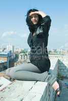 Young woman on roof