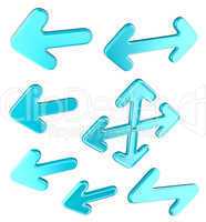 Blue arrows set isolated