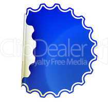 Blue round bent sticker or label