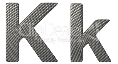 Carbon fiber font K lowercase and capital letters