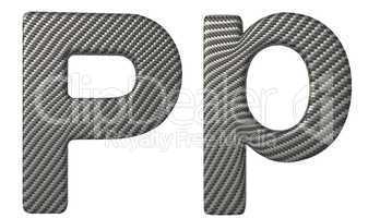 Carbon fiber font P lowercase and capital letters