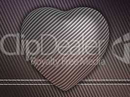 Carbon fibre heart on stetiched background