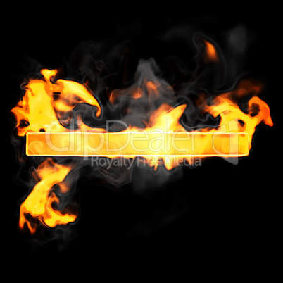 Burning and flame font hyphen symbol