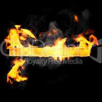 Burning and flame font hyphen symbol