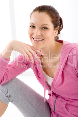 Fitness happy woman sportive outfit