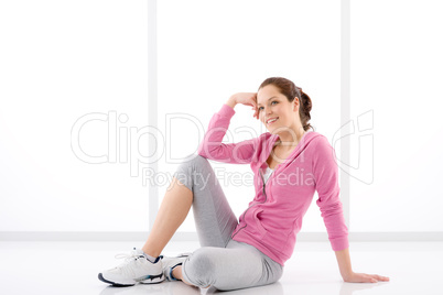 Fitness happy woman sportive outfit