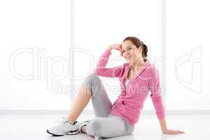 Fitness happy woman sportive outfit