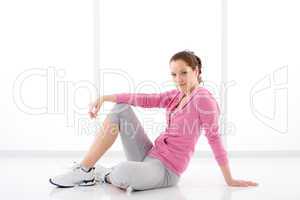 Fitness happy woman sportive outfit