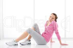 Fitness happy woman sportive outfit