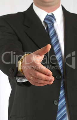 The businessman concludes the transaction, stretches a hand...