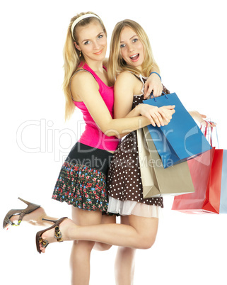 Two girls with bags