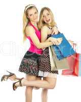 Two girls with bags