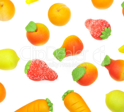 Sweets marzipan. In the form of fruit