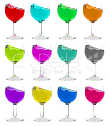 Multi-coloured wine glasses
